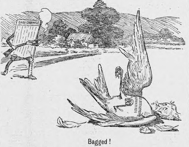 Bagged! a cartoon in the <i>Evening Express</i>, 1898