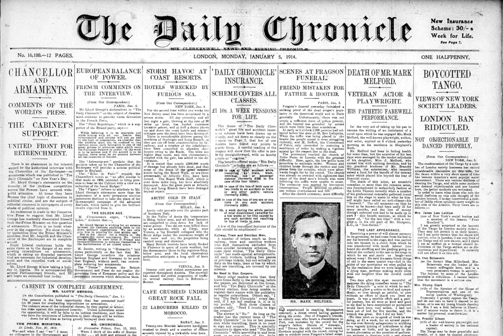 Chancellor and Armaments in </i>The Daily Chronicle<i> 5 Jan 1914