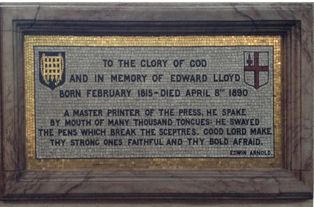 The Commemorative plaque in St Margaret’s Church, Westminster