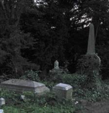 Edward and Maria share the tomb at the left in Highgate Cemetary. It is positioned at the crest of the hill